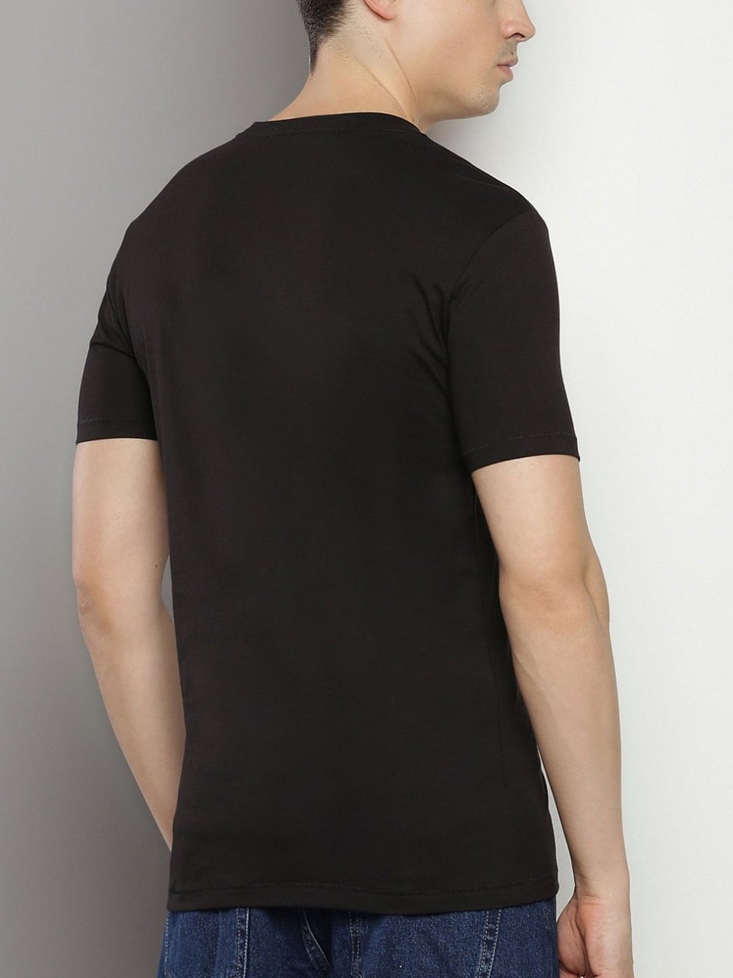 Calvin Klein Jeans Black Cotton Slim Fit Logo Printed T-Shirt