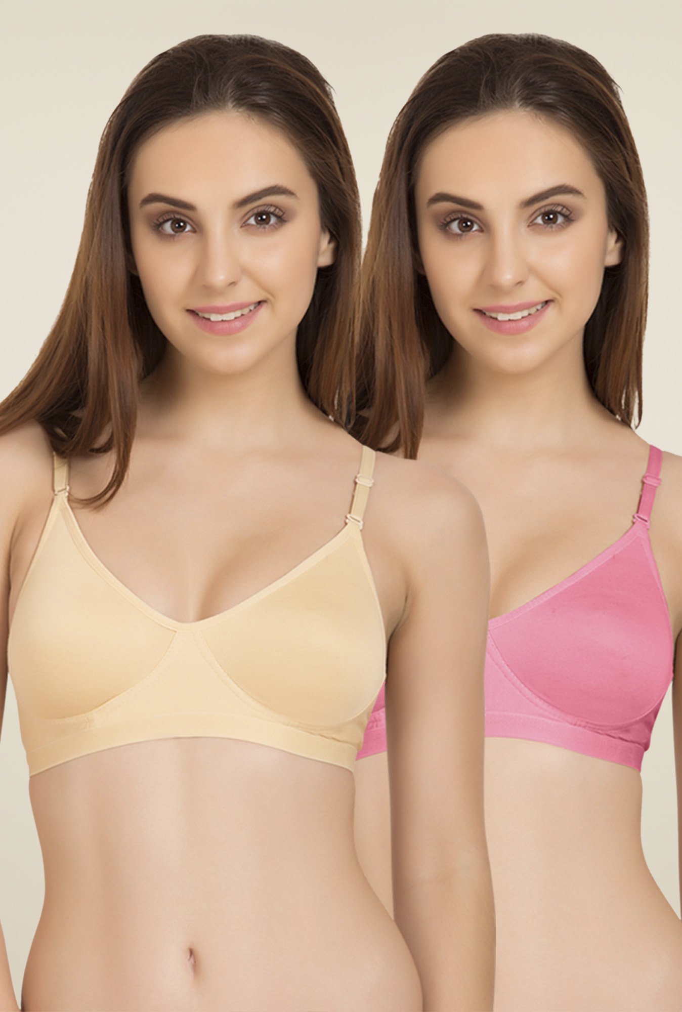 Tweens Beige & Baby Pink Non Padded T-Shirt Bra (Pack of 2)
