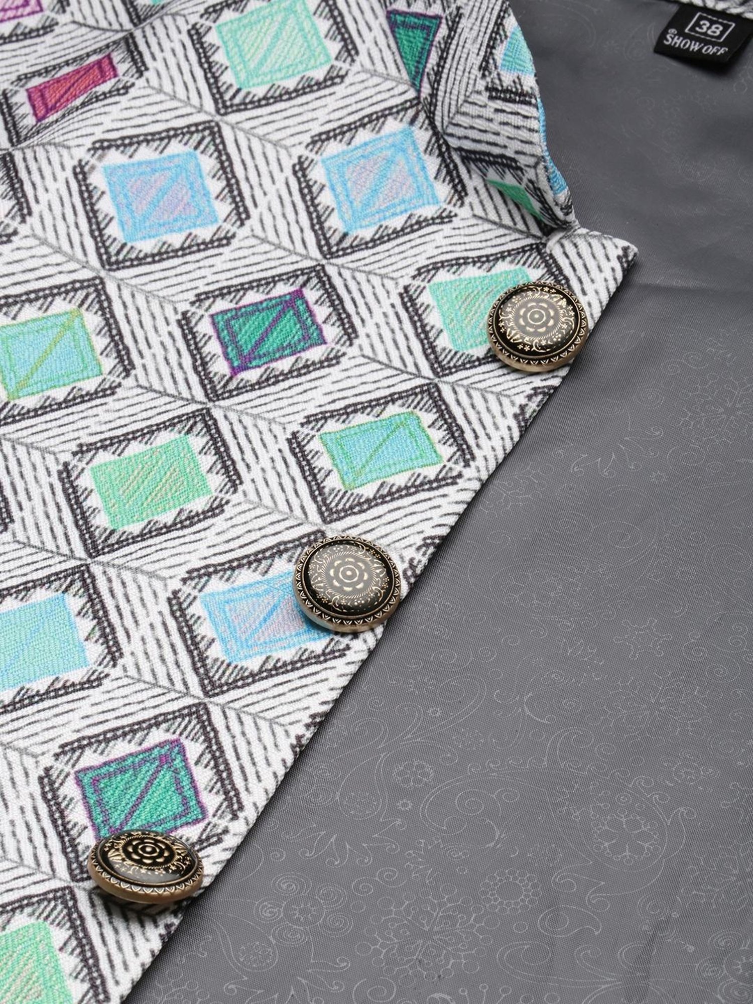 Showoff Multi Cotton Regular Fit Printed Nehru Jacket