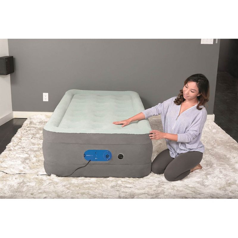 Bestway AlwayzAire Gray 18 Inch Raised Air Mattress Bed with Built-in Pump, Twin