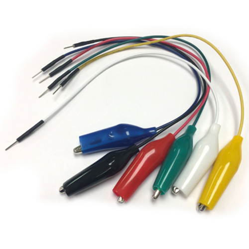 Set of 6 Jumper Wires with Alligator Clips, 8 Inch Length