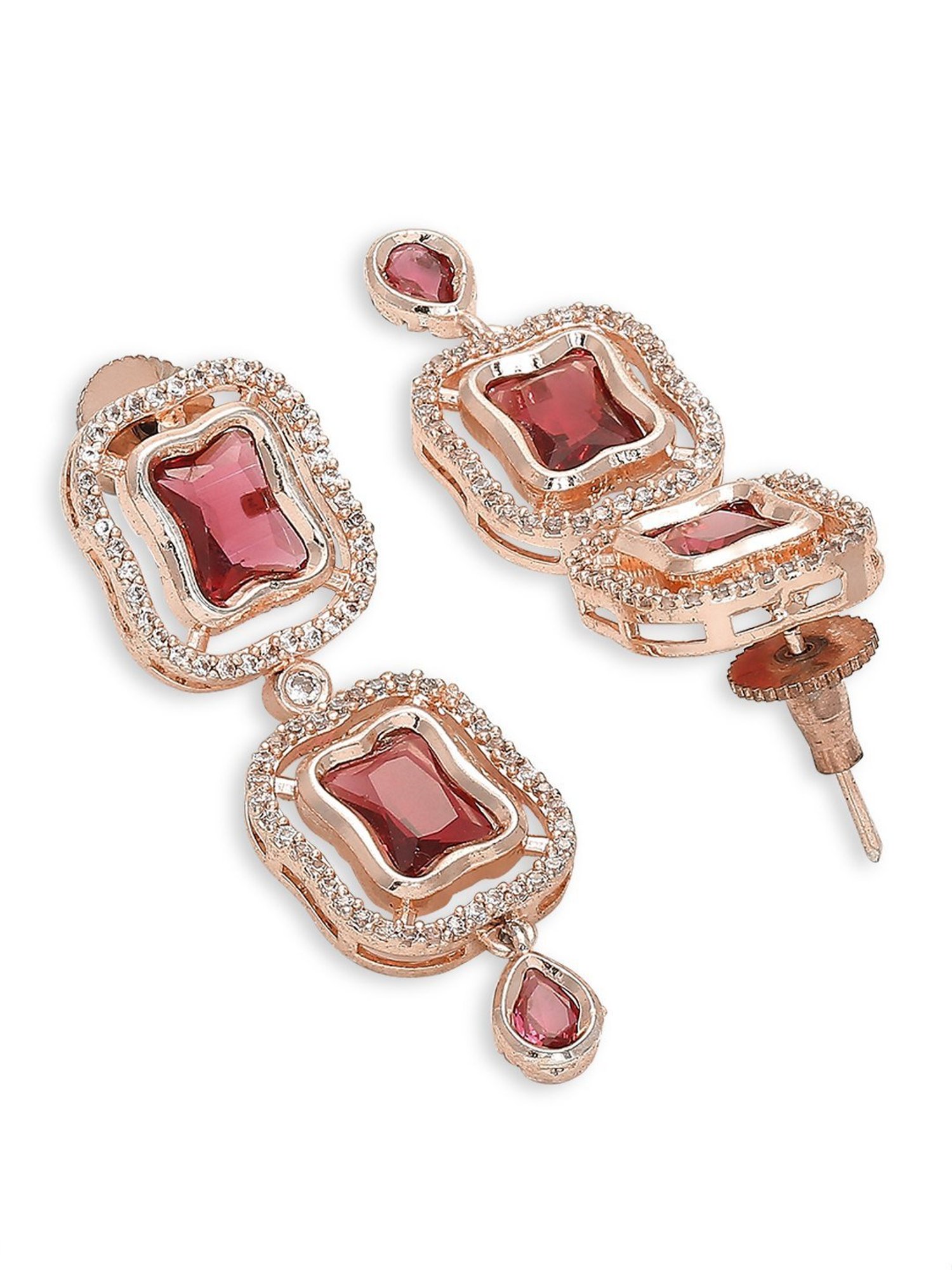 OOMPH Wine American Diamond Necklace Set