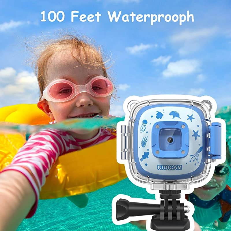 Kidicam 2.0 Kids Action Camera, Waterproof Digital Camera for Boys Girls 1080P Sports Camera Camcorder with 16GB Memory Card (Blue)