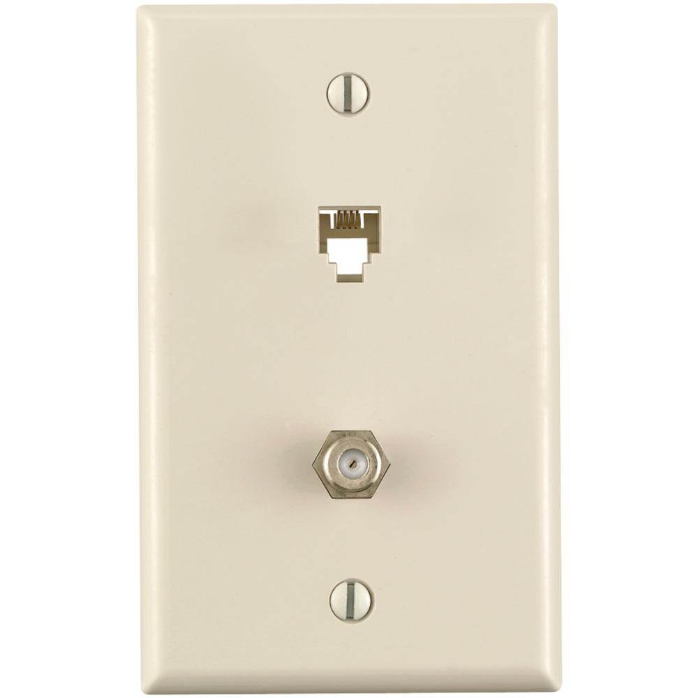 4 Pair With F Connector Standard Plate Light Almond
