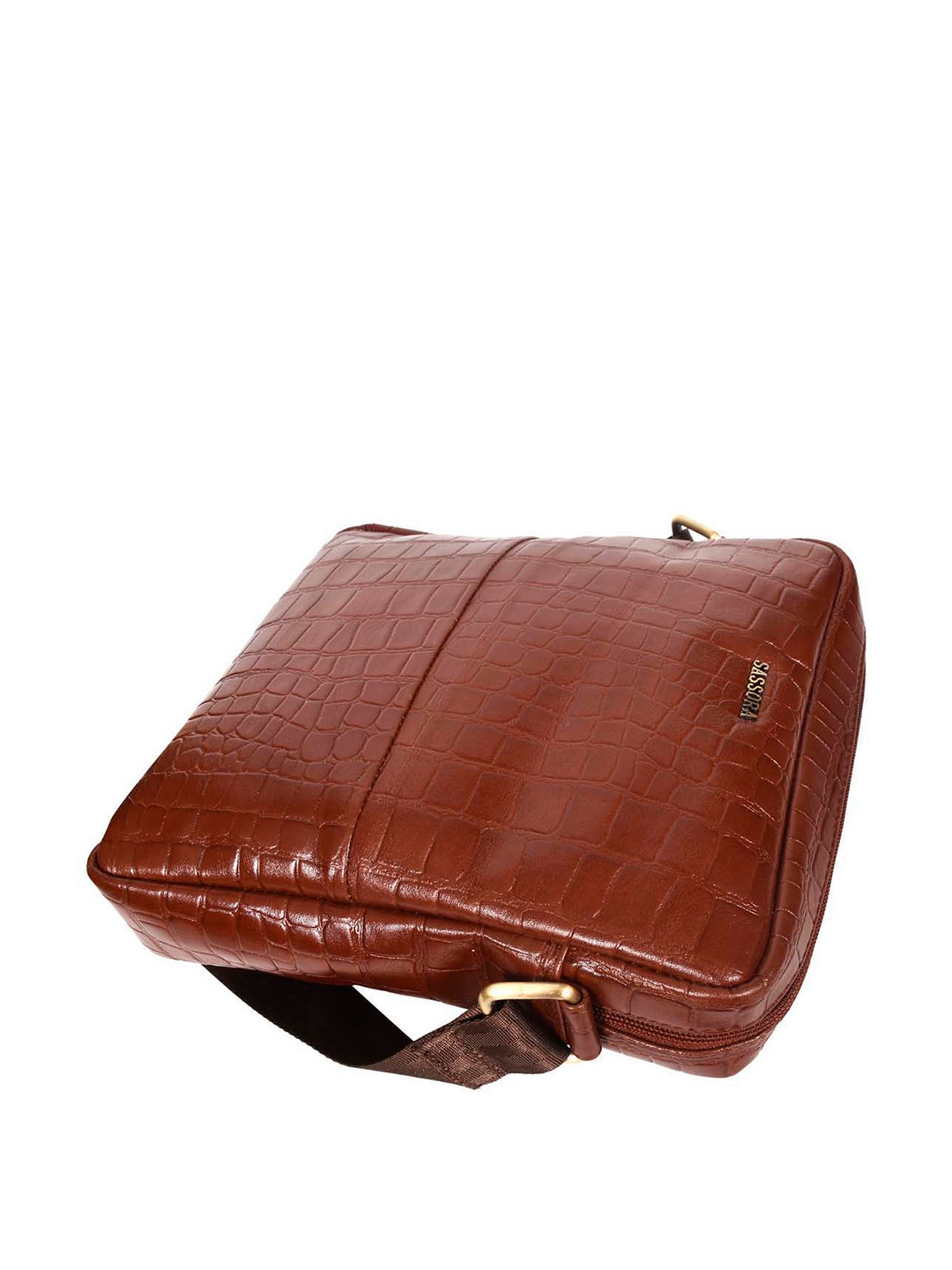 SASSORA Brown Textured Medium Cross Body Bag