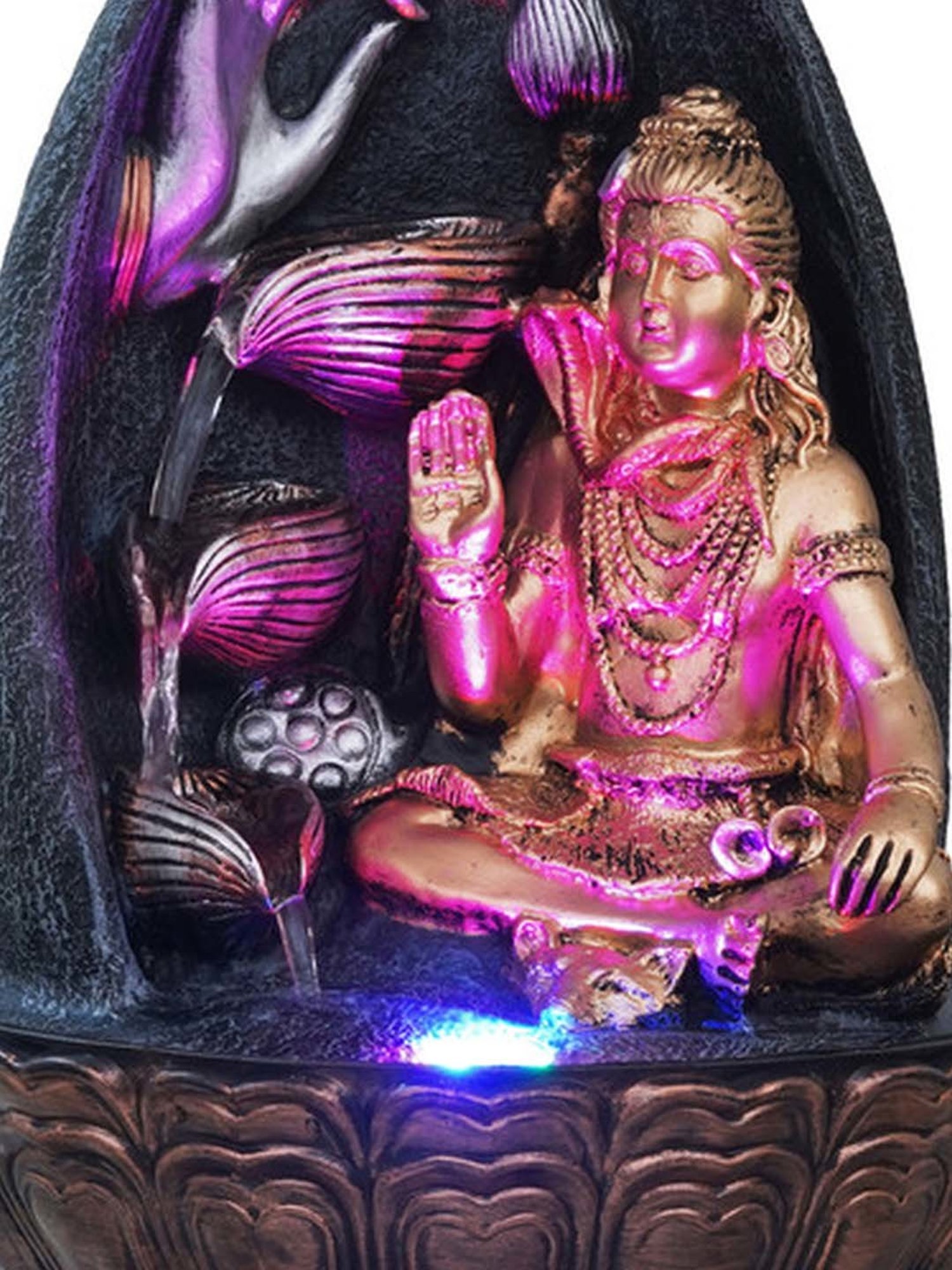 CHRONIKLE Gold & Grey Polyresin Lord Shiva Showing Mudra Water Fountain