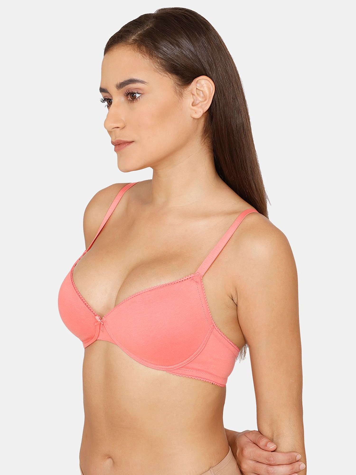 Rosaline by Zivame Peach Non Wired Padded T Shirt Bra