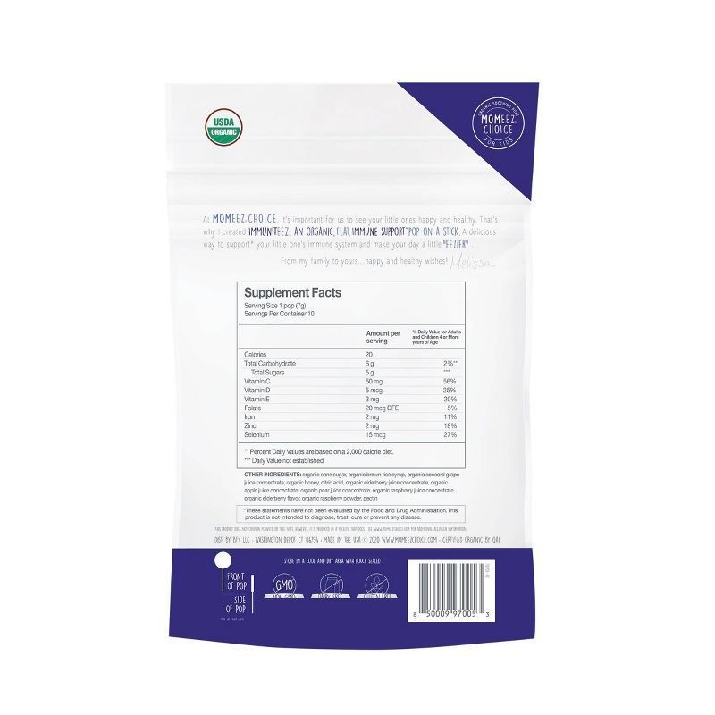 Lolleez Immuniteez Organic Immune Support Pops for Kids - Elderberry - 10ct