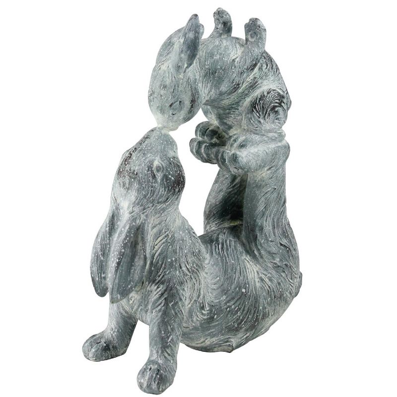 Allstate Floral 14" Verdigris Bunny Rabbits at Play Table Top Decoration - Gray