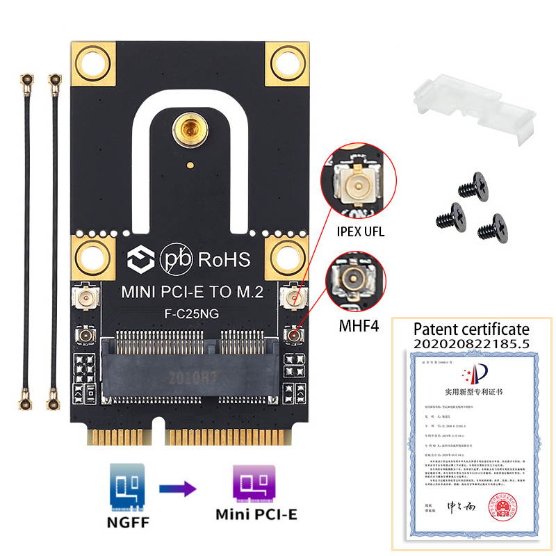 Wireless Mini PCI-E Wi-Fi 6 Intel AX200 Adapter Kit 2974Mbps Bluetooth 5.0 M.2 To Mini PCI Express Full Wifi Card AX200NGW 802.11ax/ac 160Mhz 2.4G/5G MU-MIMO OFDMA Windows 10 For Laptop Desktop