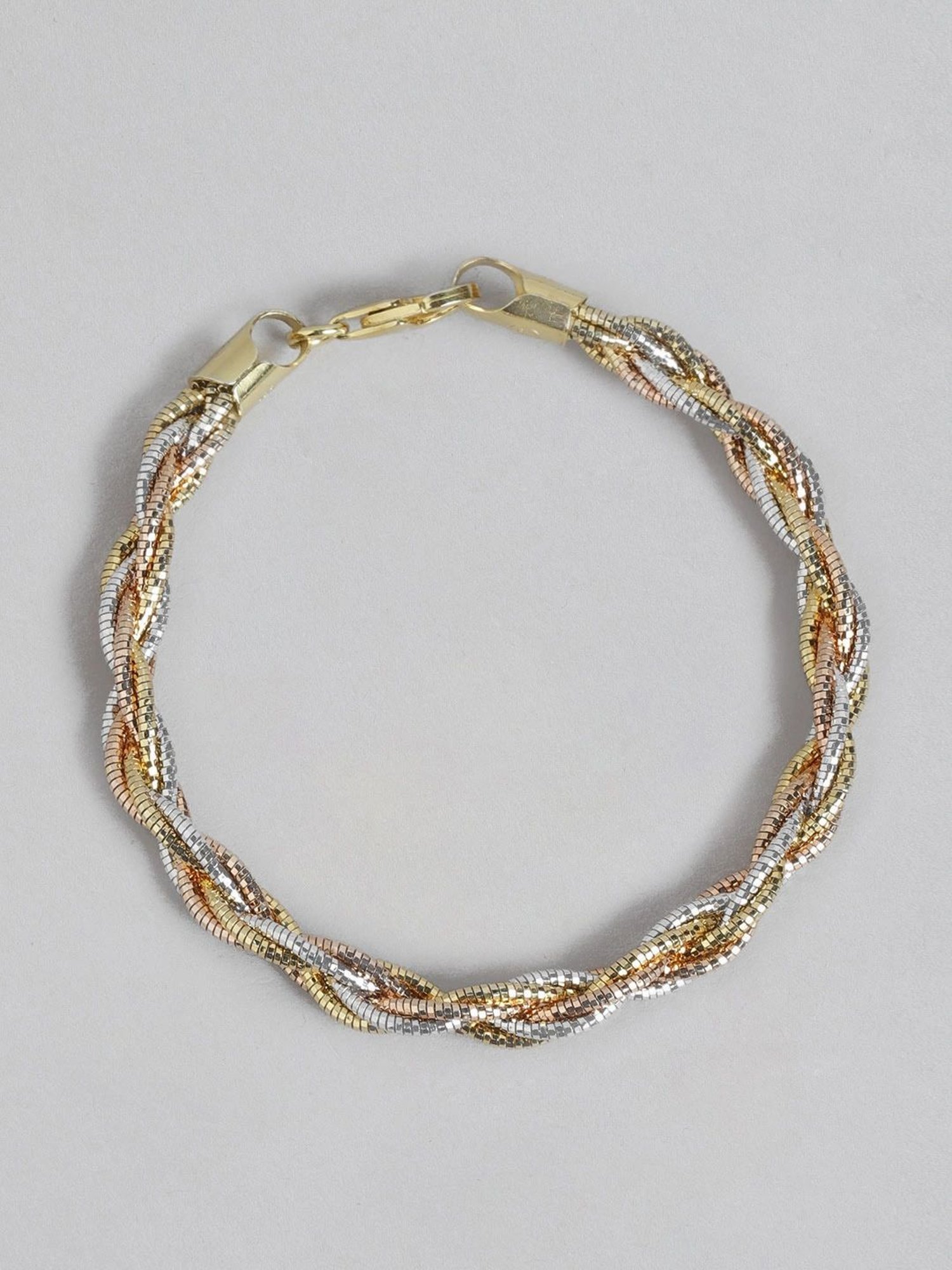 Zavya Tricolor Tapestry Triple Tone-Plated Weaved 925 Sterling Silver Bracelet