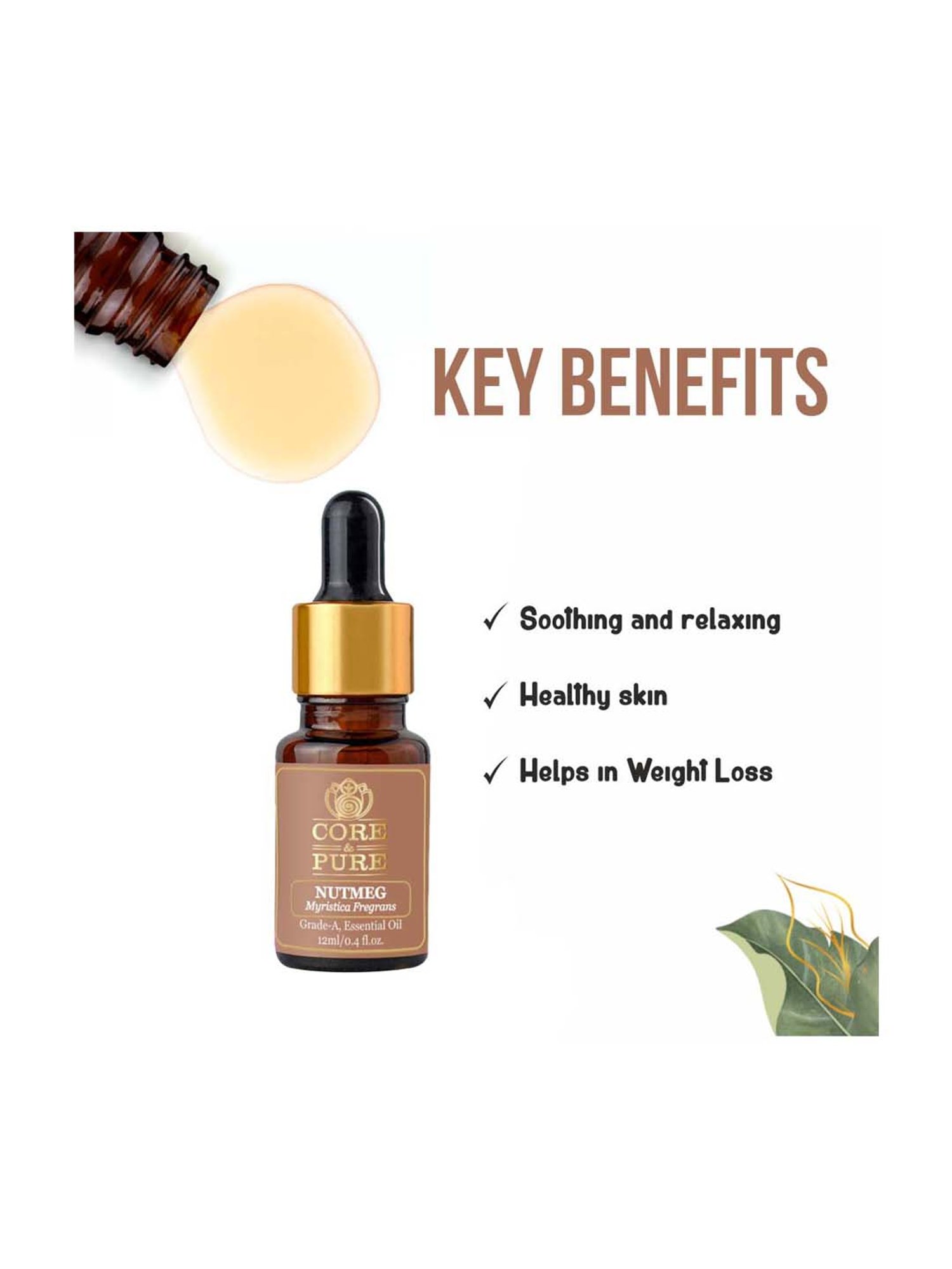 CORE & PURE Nutmeg Essential Oil - 12 ml