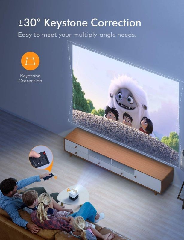 Mini Projector, APEMAN Portable LCD Video Projector, Support 1080P Full HD Home Movie, &plusmn;30&deg; Electronic Keystone Correction, 120" Display, 50000Hrs, Compatible with TV Stick/PS4/Xbox/phone/(No Battery)