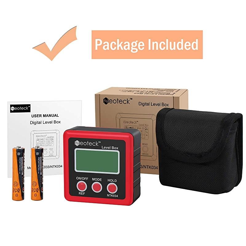 Digital Angle Finder, Backlight LCD Digital Angle Gauge Protractor Inclinometer Bevel Box, Magnetic Base, Data Hold, IP54 Dust and Water Resistant- Red