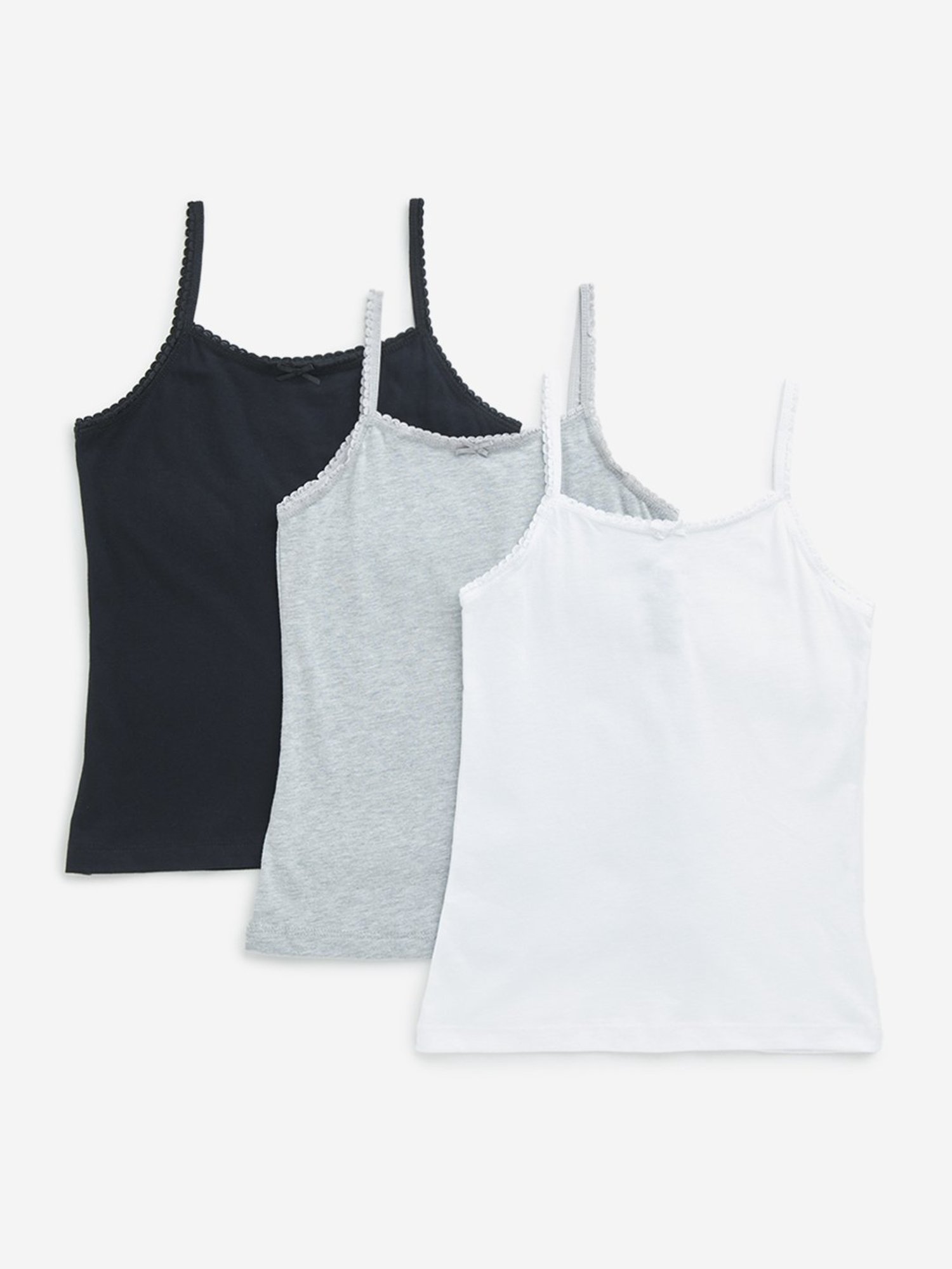 Kiddopanti Kids Black & Pink Solid Camisole (Pack Of 2)