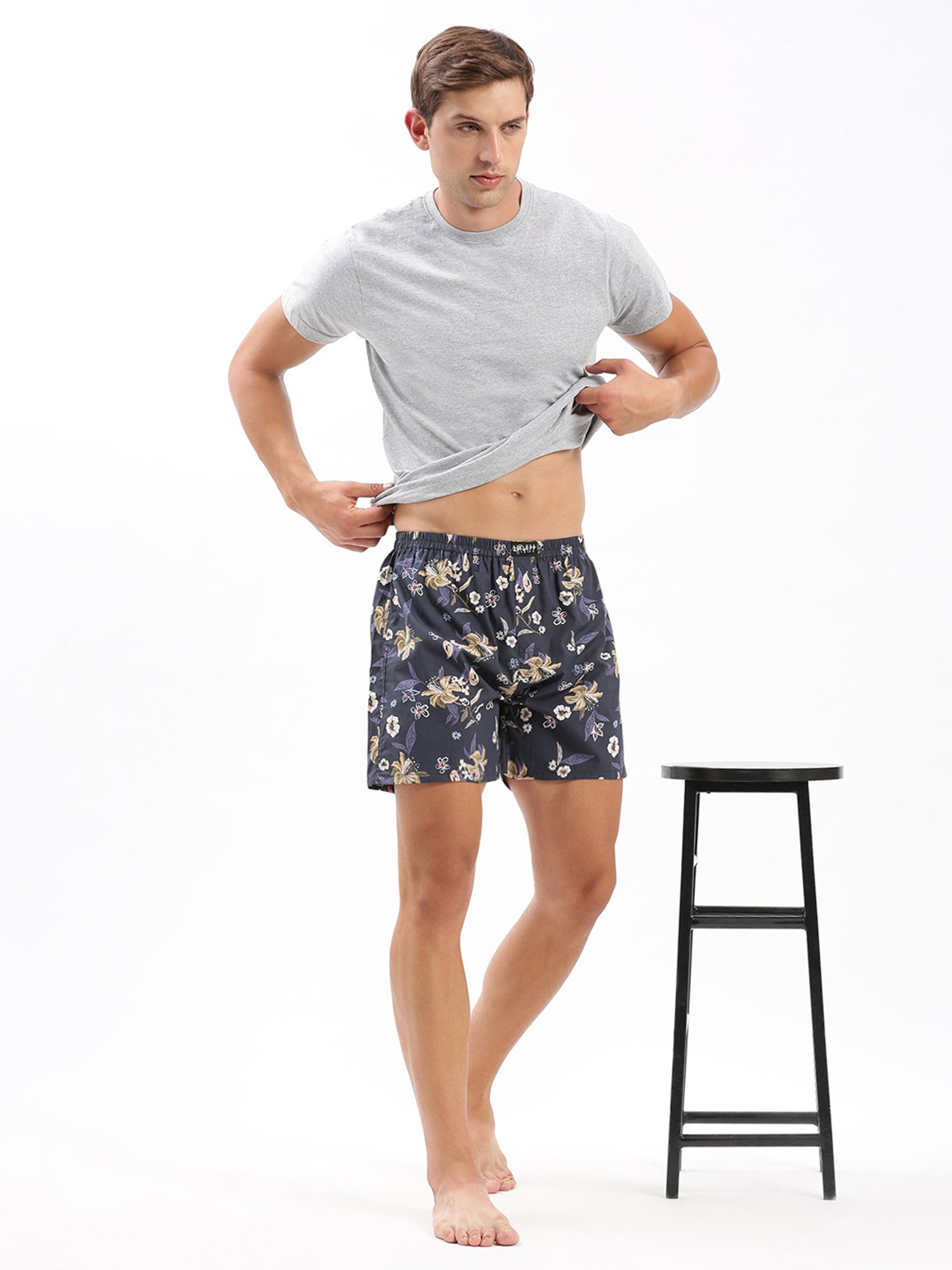 SHOWOFF Navy Slim Fit Printed Cotton Boxers