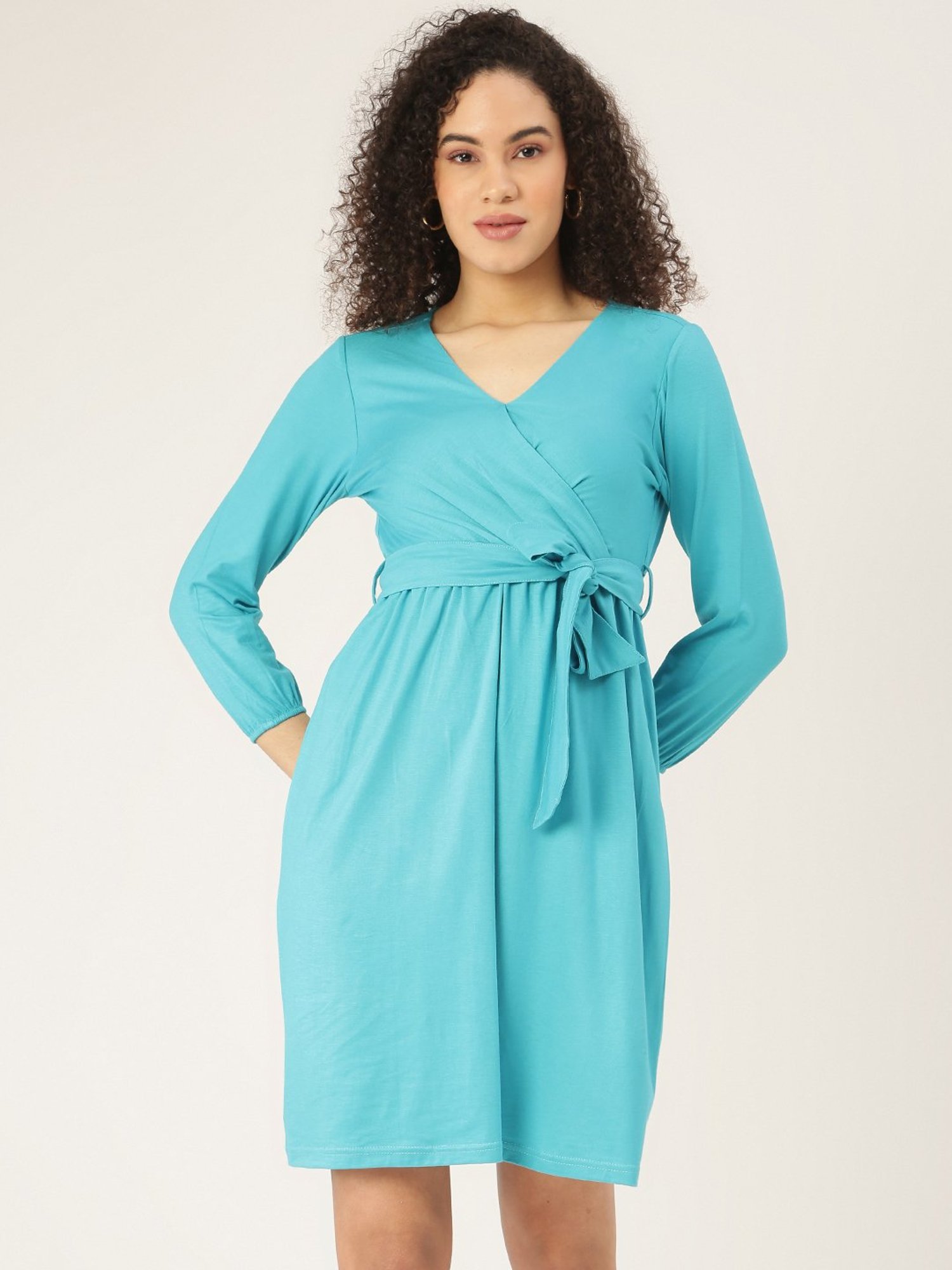 BRINNS Turquoise Mini Wrap Dress