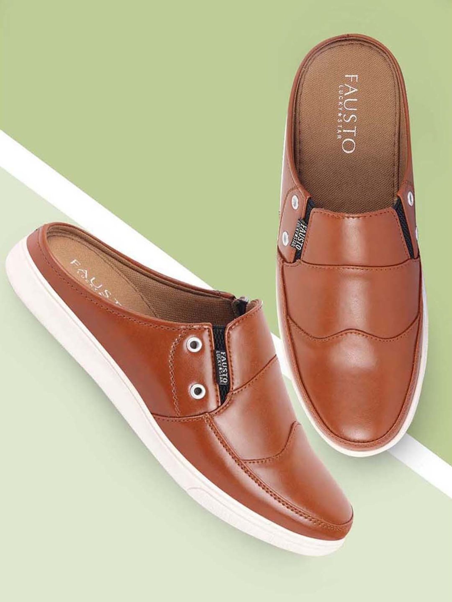 Fausto Men's Tan Mule Shoes