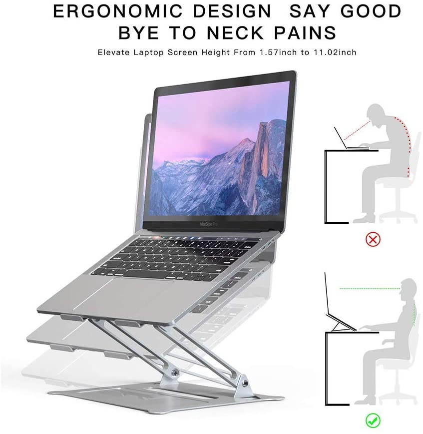Laptop Stand, Adjustable Laptop Stand Riser with Slide-Proof Silicone and Protective Hooks,Ergonomic Adjustable Notebook Stand, Compatible for MacBook Air Pro, Dell, HP, Lenovo Laptop and More