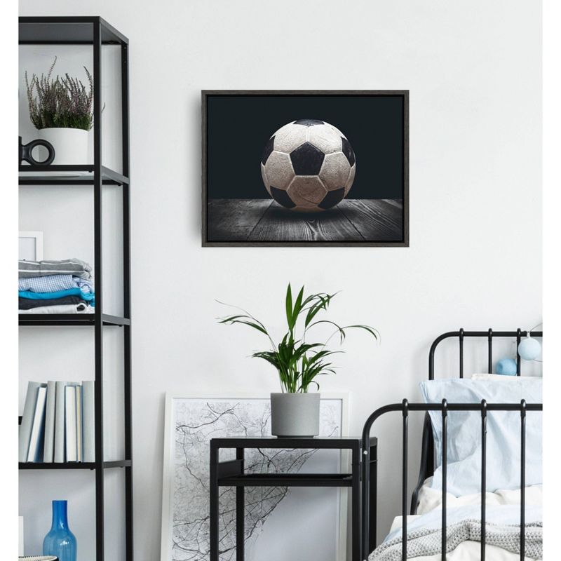 18" x 24" Sylvie Soccer Ball Framed Canvas by Shawn St. Peter Gray - DesignOvation
