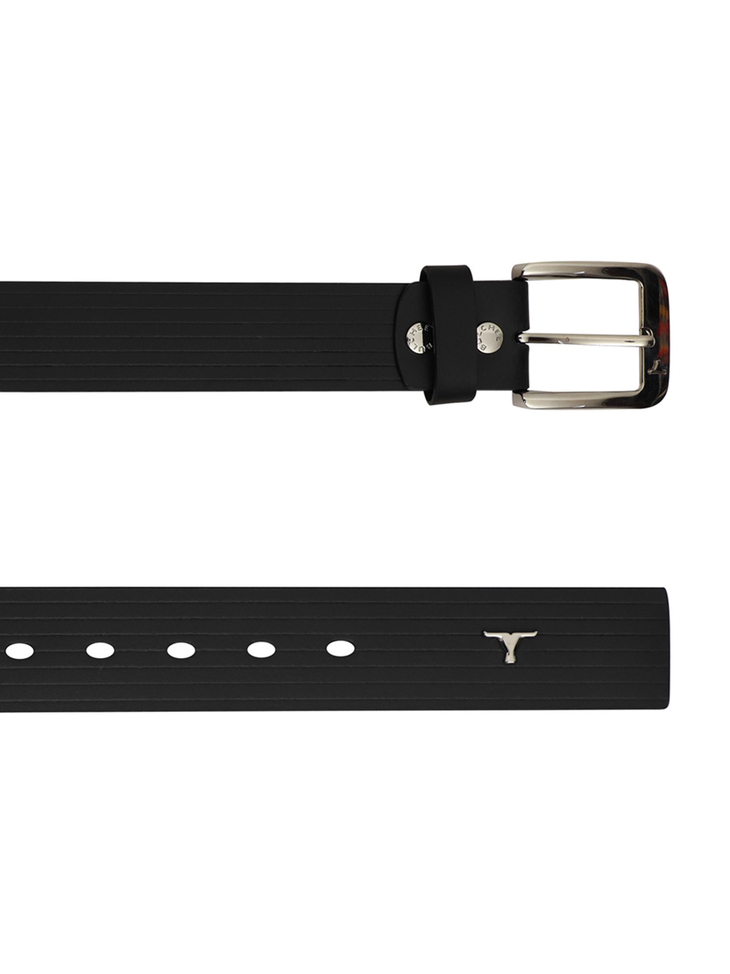 BULCHEE Black Leather Casual Belt for Men