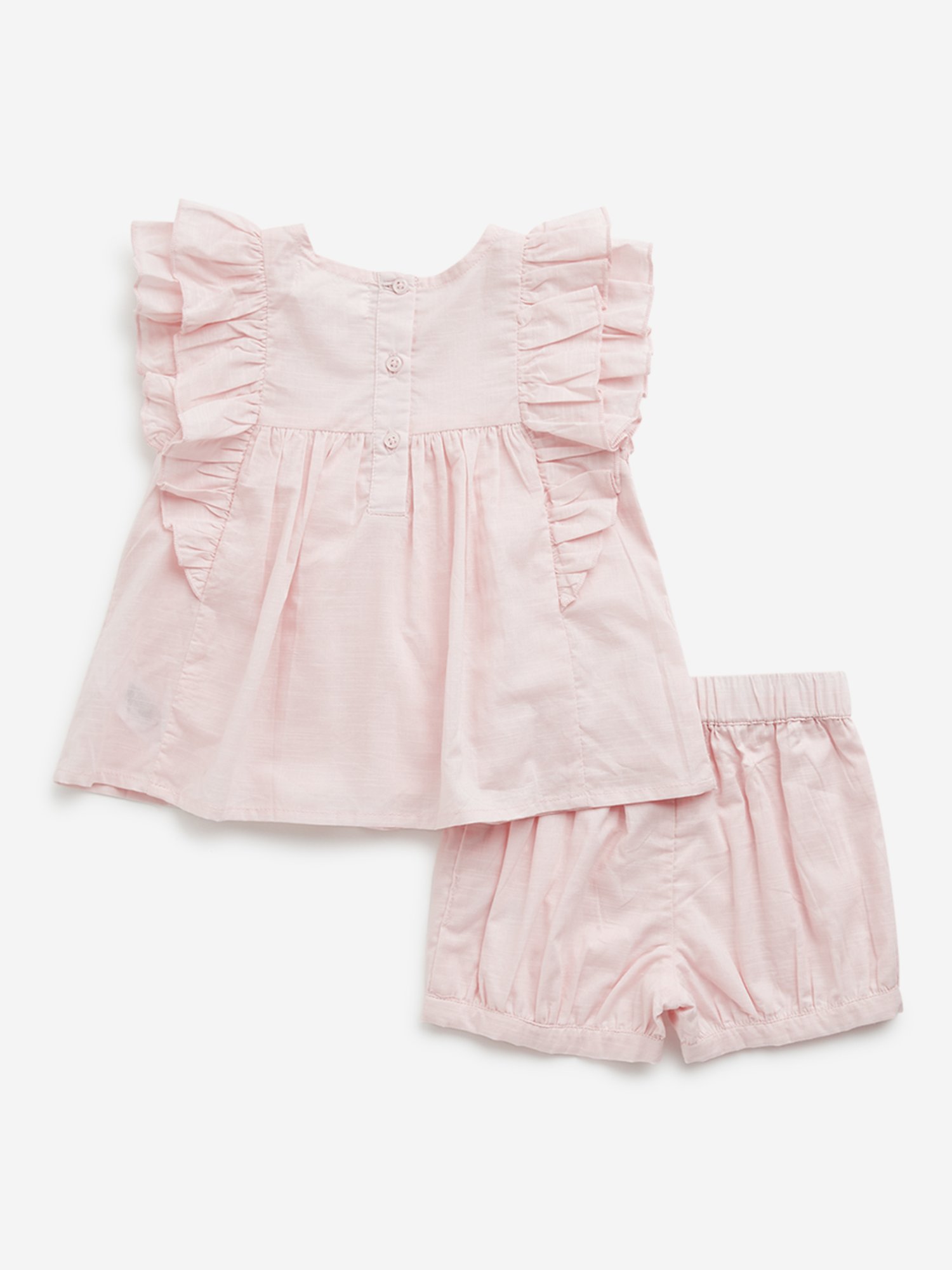 HOP Baby by Westside Pink Floral Cotton Top with Mid-Rise Shorts Set