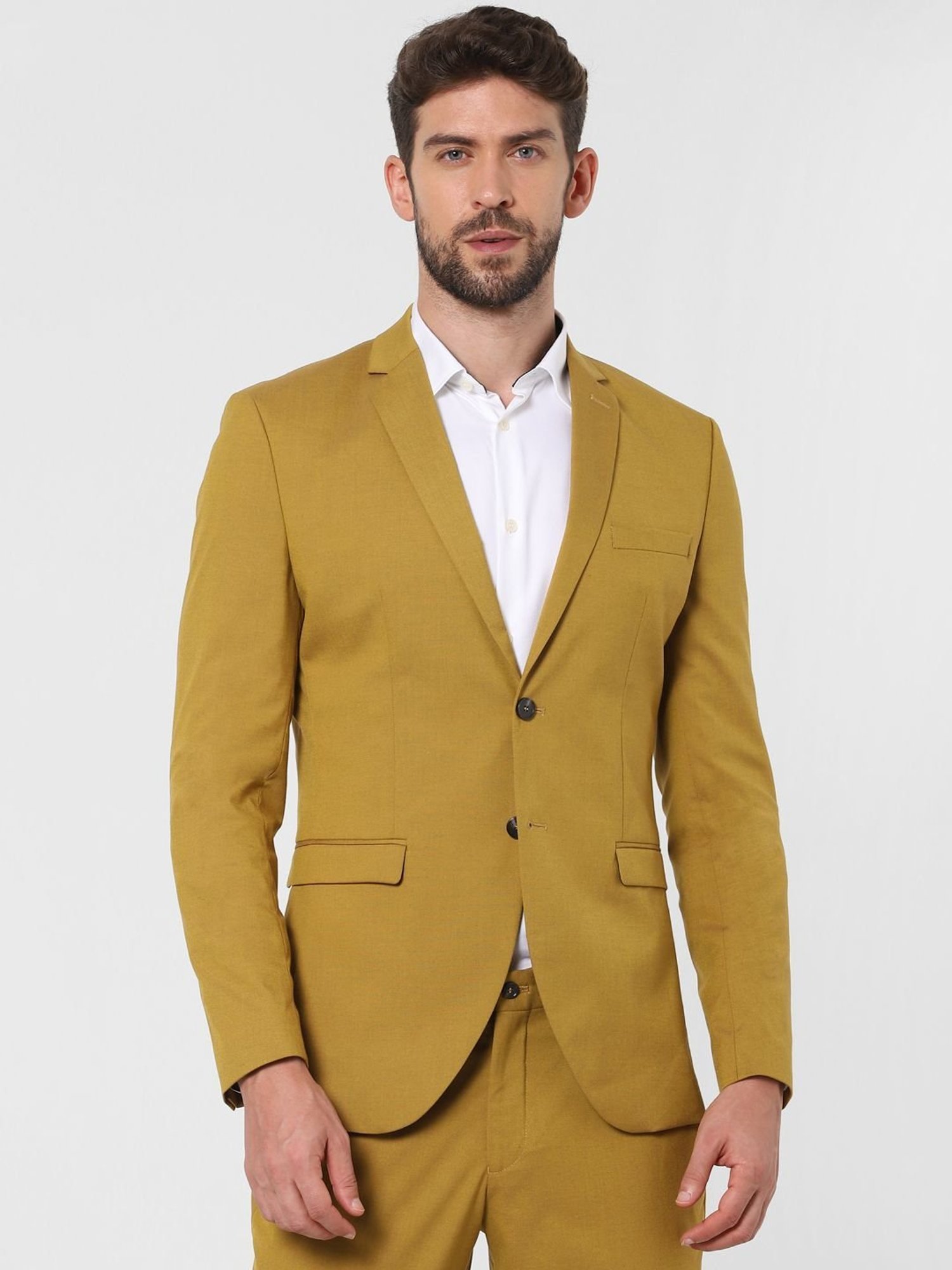 SELECTED HOMME Mustard Gold Slim Fit Blazer