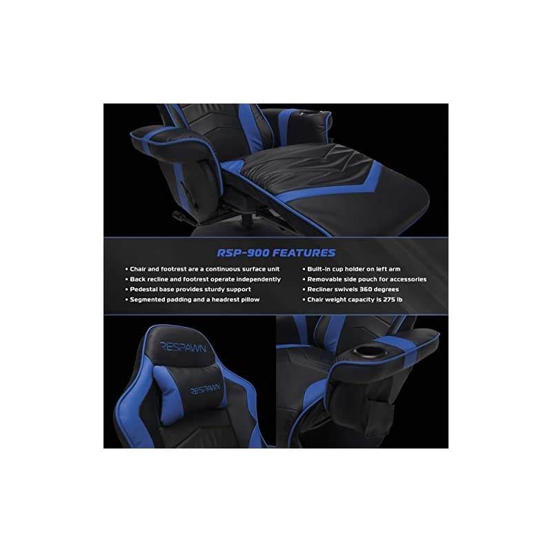900 Racing Style Gaming Recliner, Reclining Gaming Chair, in Blue RSP 900 BLU