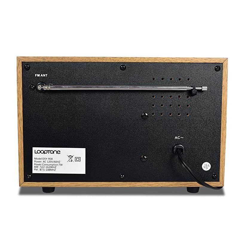 FM AM Radio Retro Wood Radio with Bluetooth Play Mp3 and Antenna Built in Speaker for Kitchen Living Room Office (Yellow)