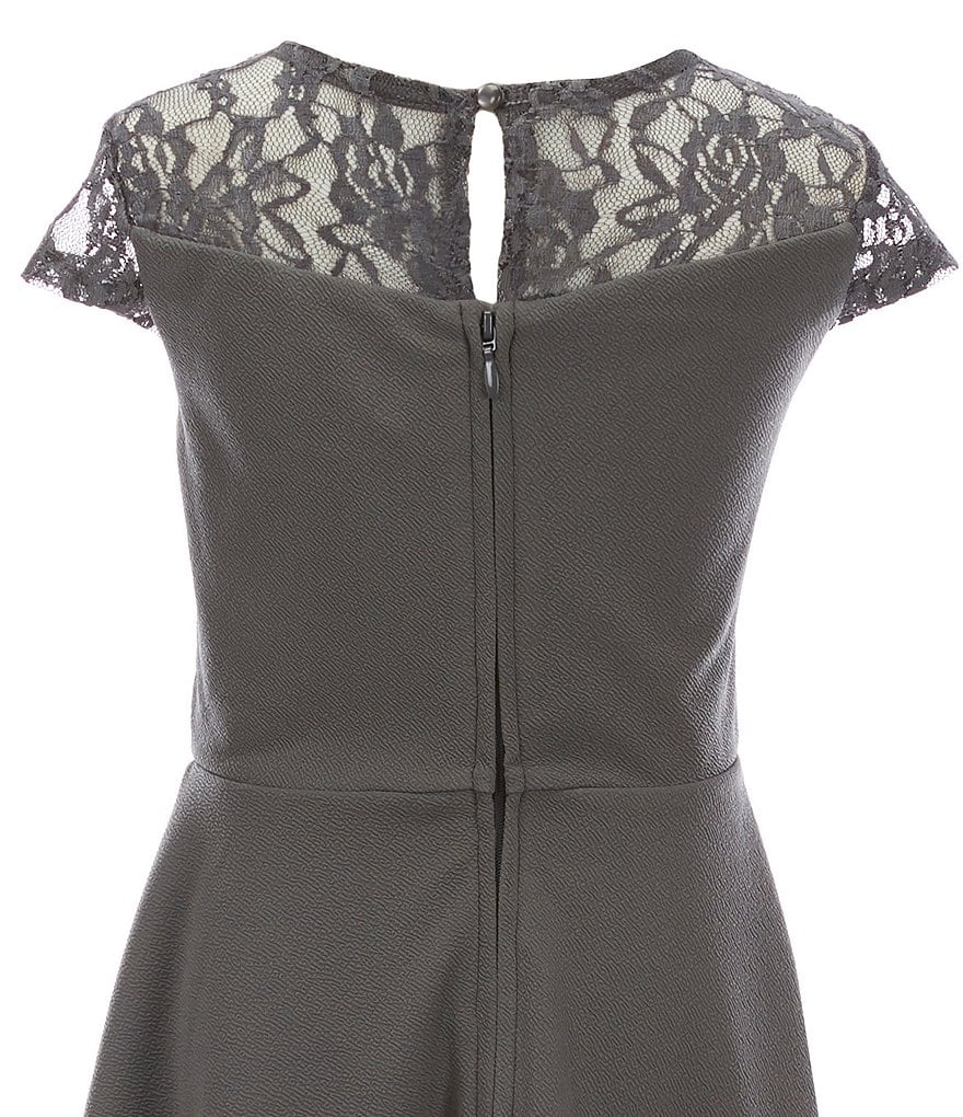 Us Angels Big Girls 7-16 Illusion Lace/Textured Knit A-Line Dress