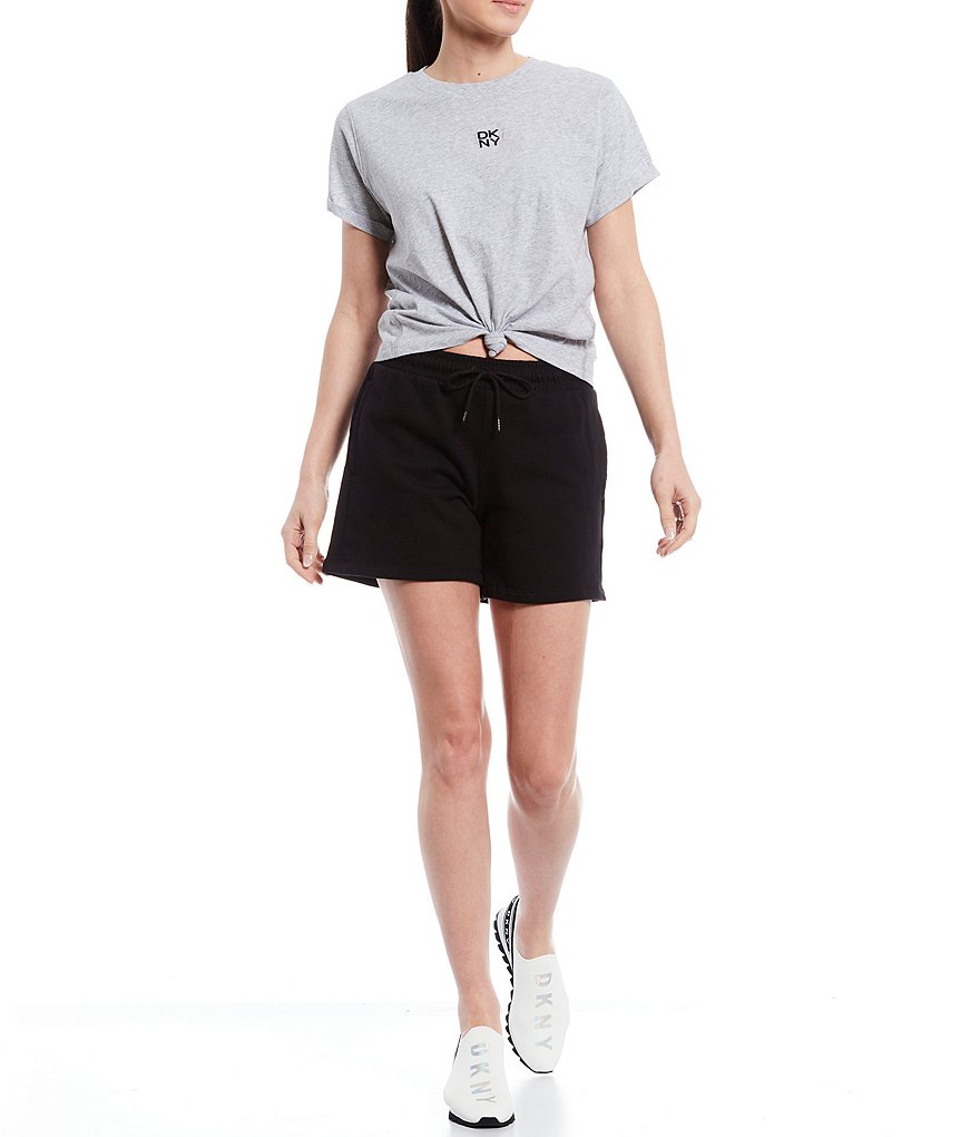 Marc New York Paperbag Waist Sueded Jersey Drawstring Shorts