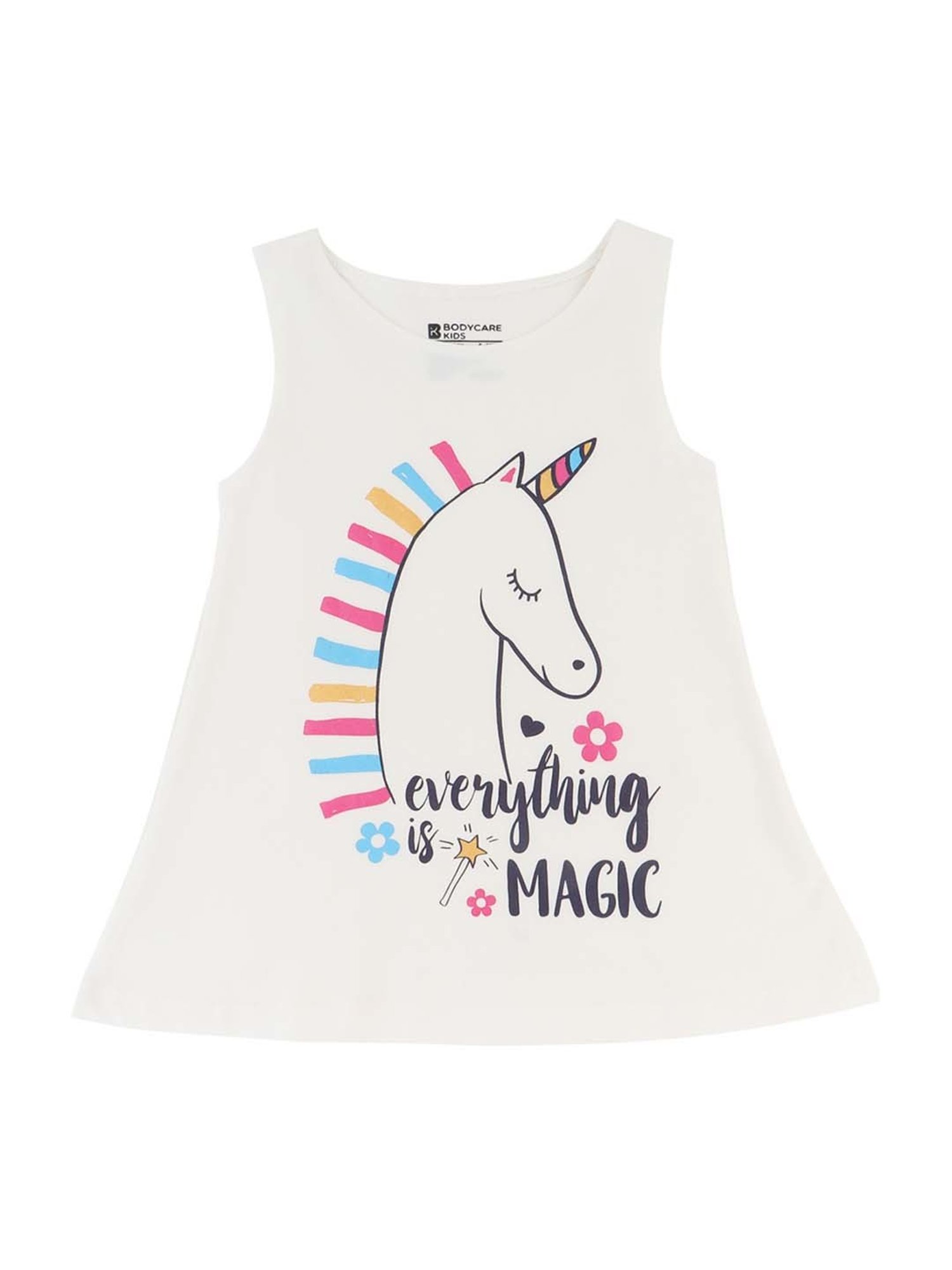 Bodycare Kids Off-White Cotton Printed Frock Dress