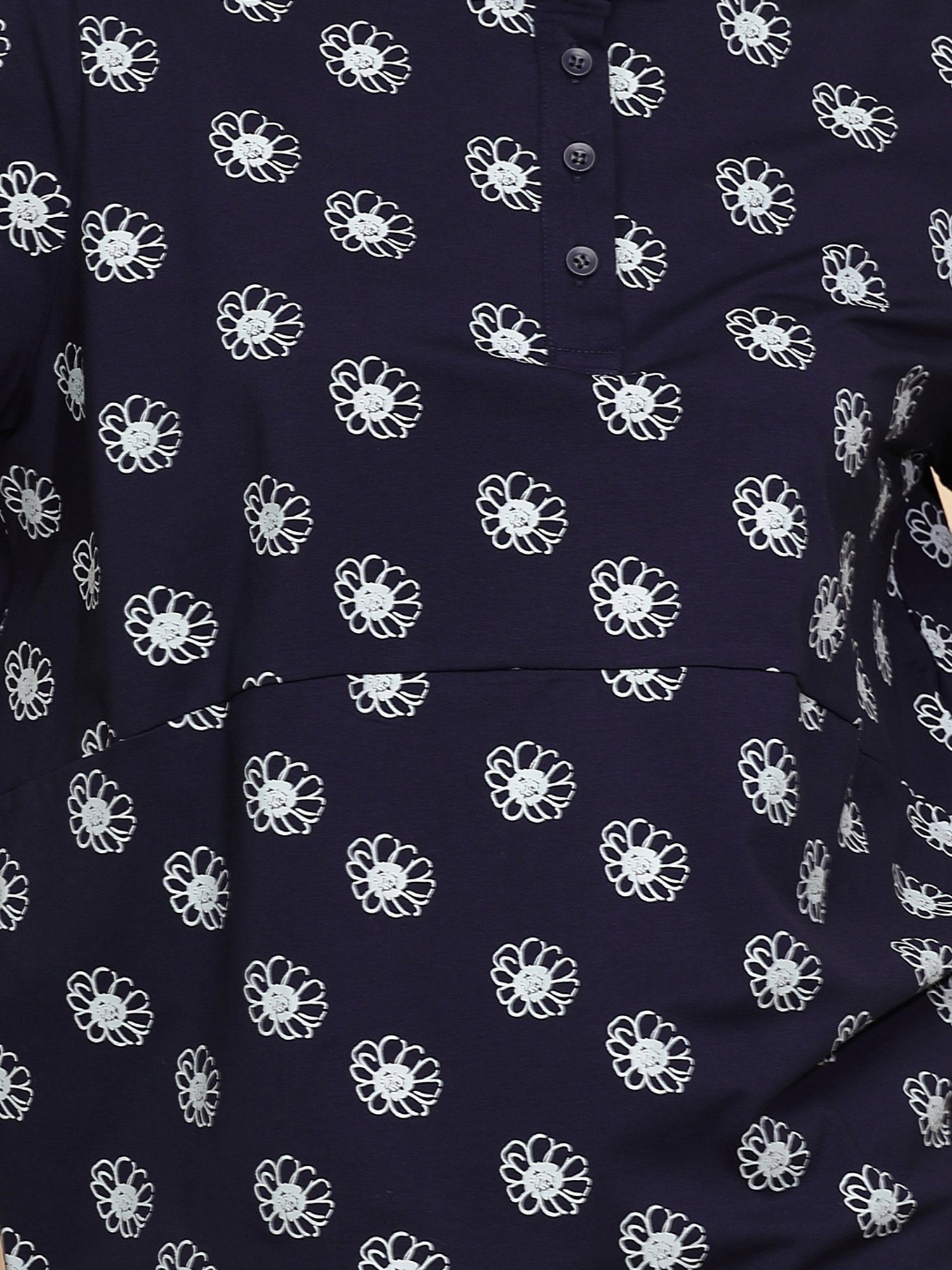 Global Republic Navy & White Floral Print Polo T-Shirt