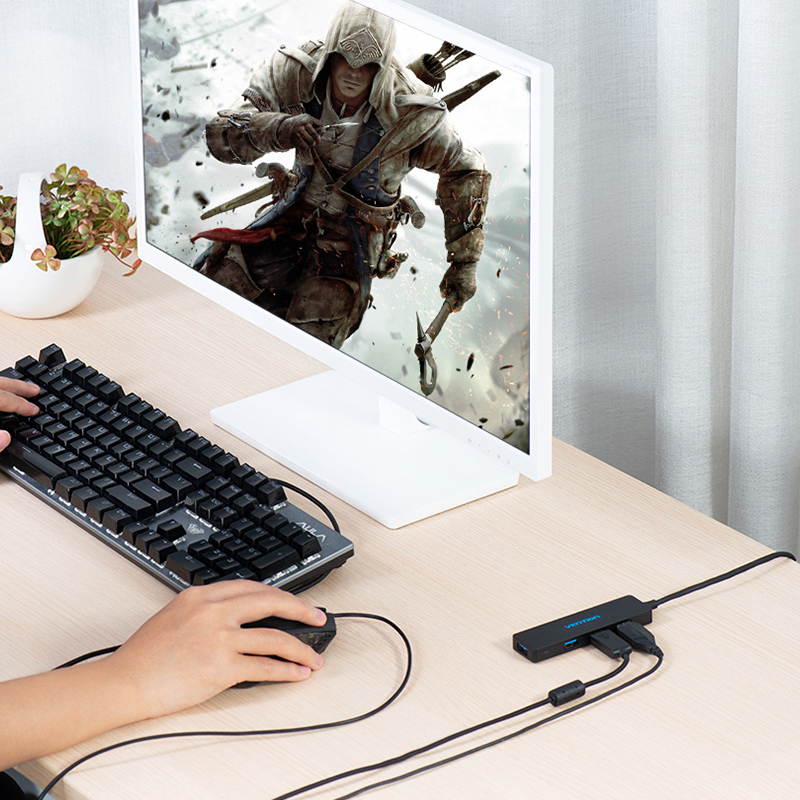 Vention USB Hub, 4 Ports USB 3.0 Hub, Ultra Slim Portable Data Hub Support OTG Function for MacBook Air, Mac Mini/Pro, Surface Pro, Notebook PC, Laptop, USB Flash Drives, and Mobile HDD