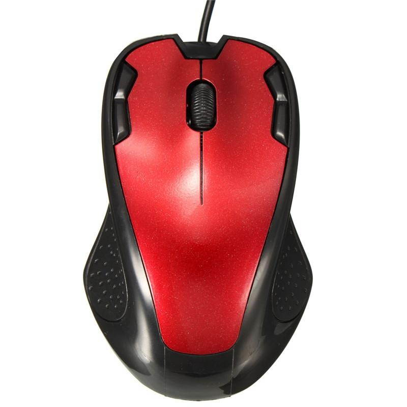 For PC Computer Laptop Desktop USB Wired 1800 DPI Optical Gaming Mouse Mice - red