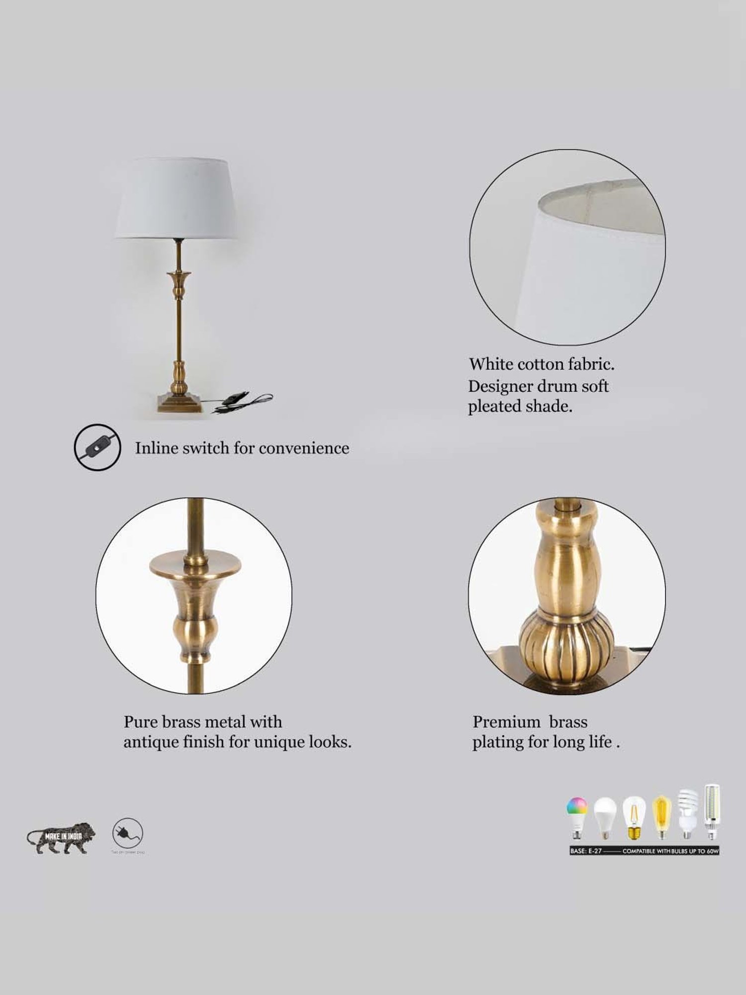 DecorativeRay Red PVC Study Table Lamp - Set of 1