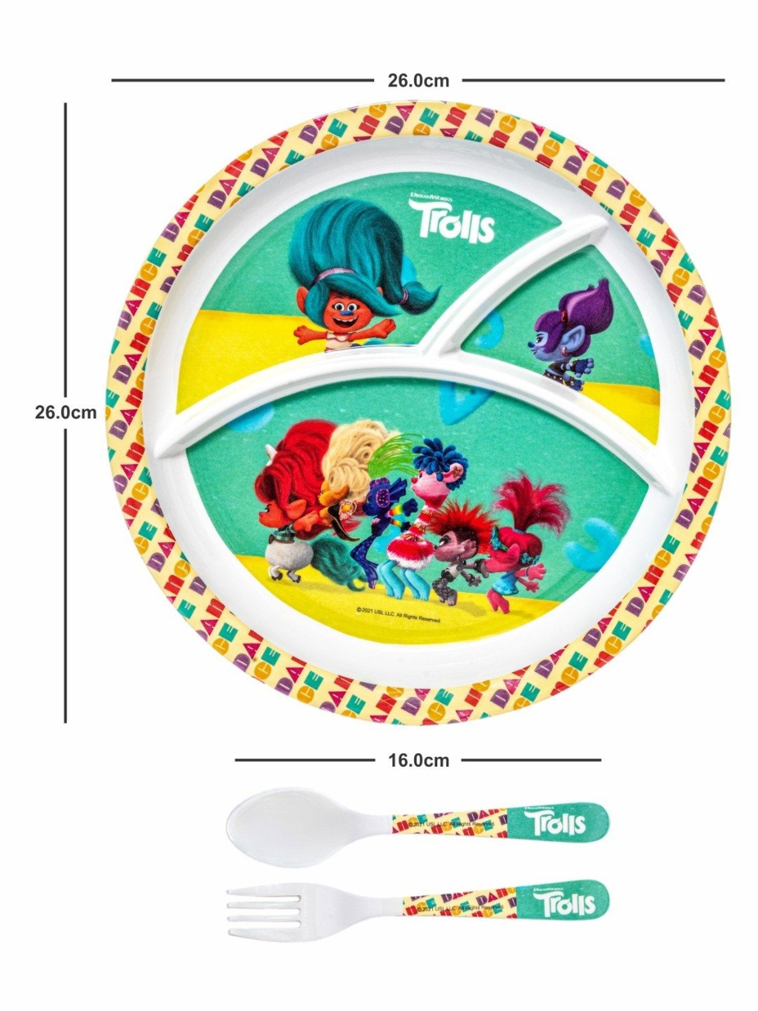 Servewell Multicolor Melamine Round Partition Plate - Set of 3