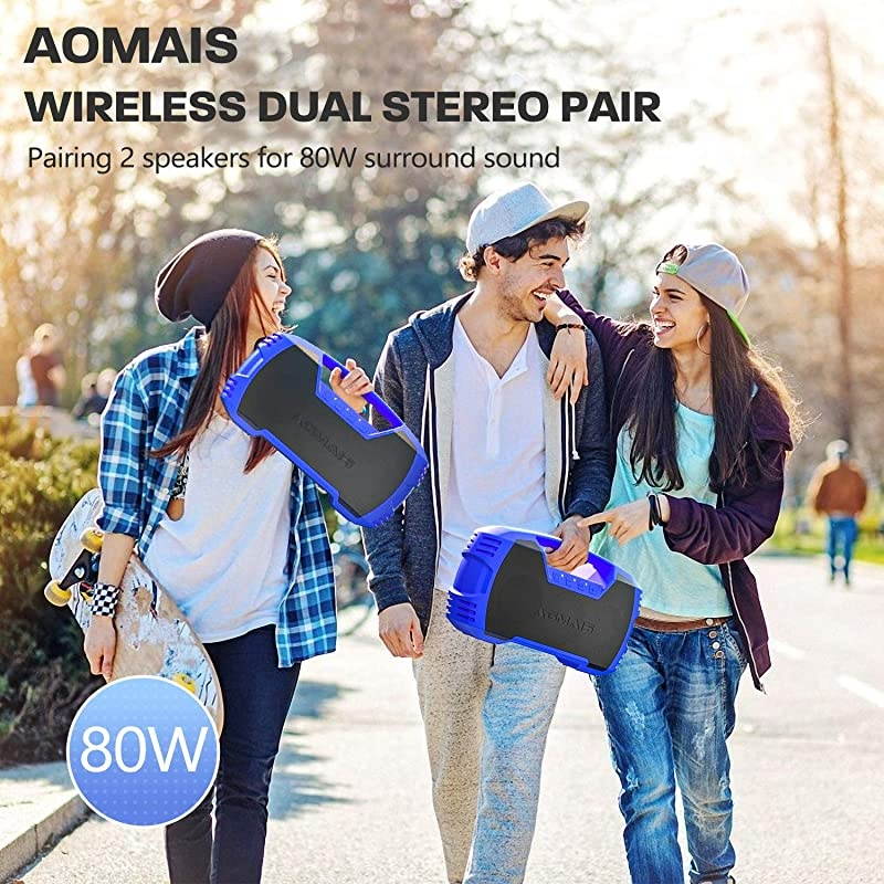 GO Bluetooth Speakers, 40H Playtime Outdoor Portable Speaker, 40W Stereo Sound Rich Bass, IPX7 Waterproof Bluetooth 5.0 Wireless Pairing,10000mAh Power Bank, for Party, Travel,Indoor(blue)