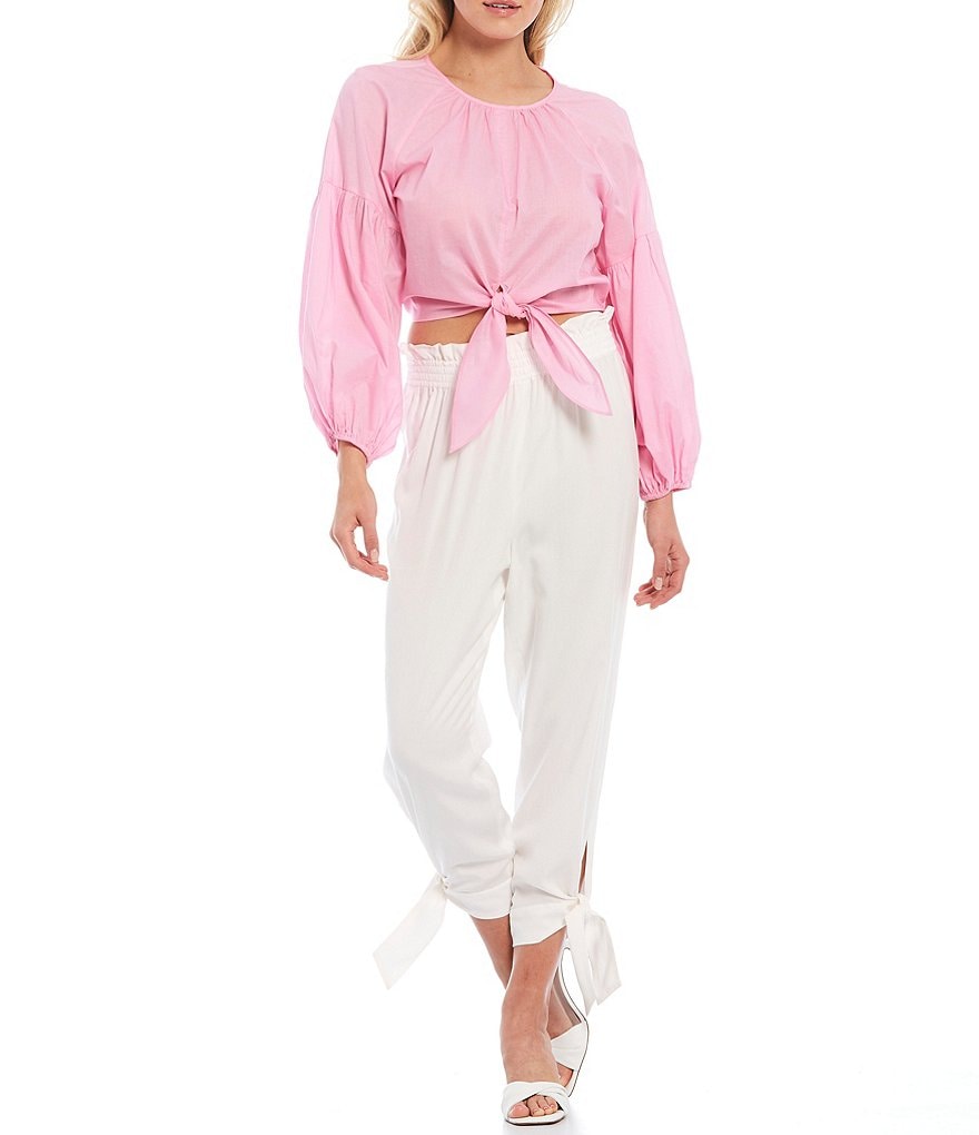 Gianni Bini Lulu Tie-Leg High Rise Pull-On Pants