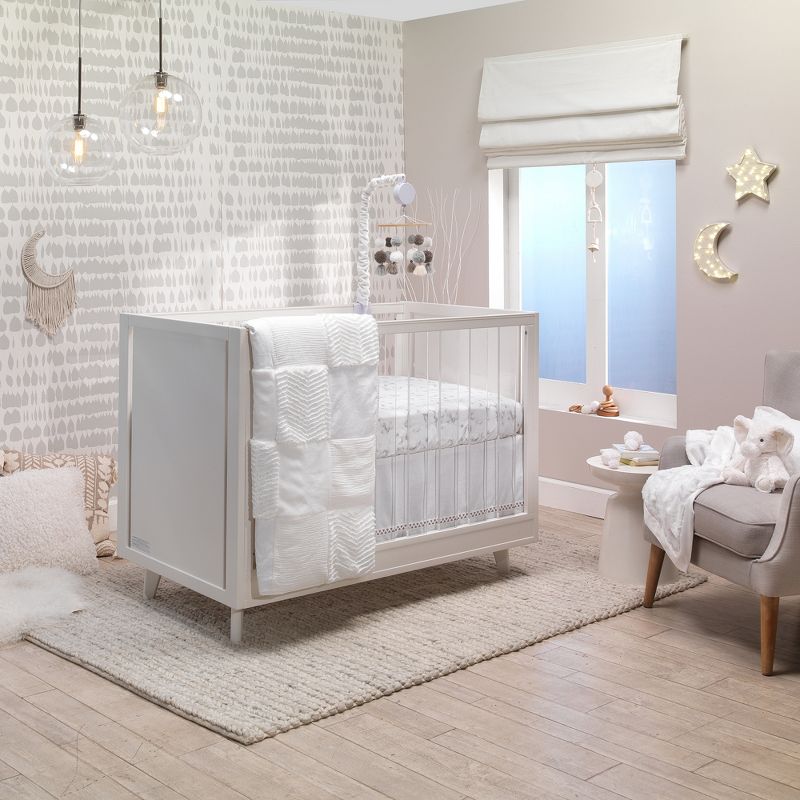 Lambs & Ivy Signature Gray/White Marble Organic Cotton Fitted Crib Sheet