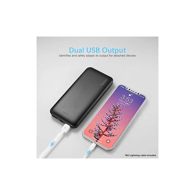 2Pack  10000mAh Dual USB Portable Charger Fast Charging Power Bank with USB C Input Backup Charger for iPhone X Galaxy S9 Pixel 3 and etc