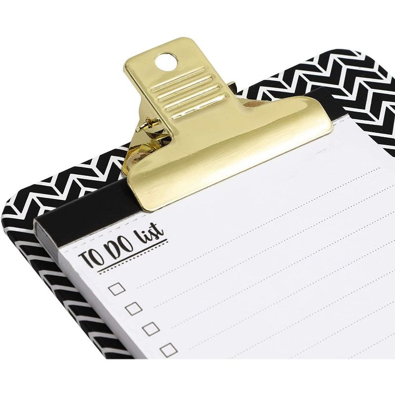 2-Pack Mini Clipboard with to Do List Note Pads Included, Gold Clip, for Shopping Grocery Reminder (6.3 x 4 inches)