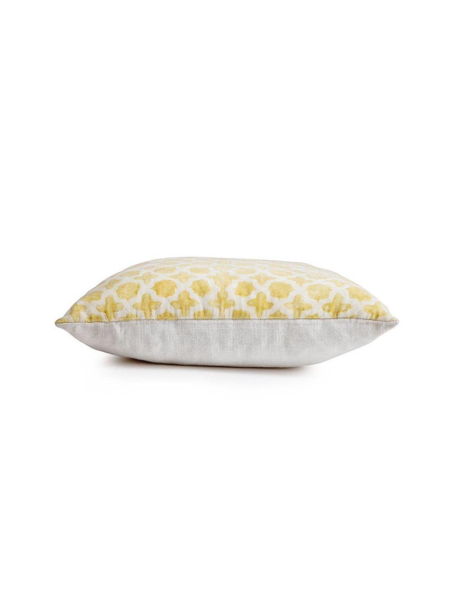 Home4U Chic White & Yellow Velvet Cushion Cover - Set of 1