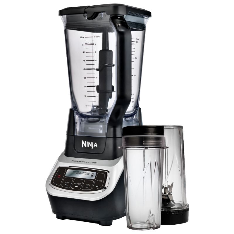 Ninja Professional Blender and Nutri Ninja Cups Health Smoothie Vitamin Extractor, Gray (Certified Refurbished)