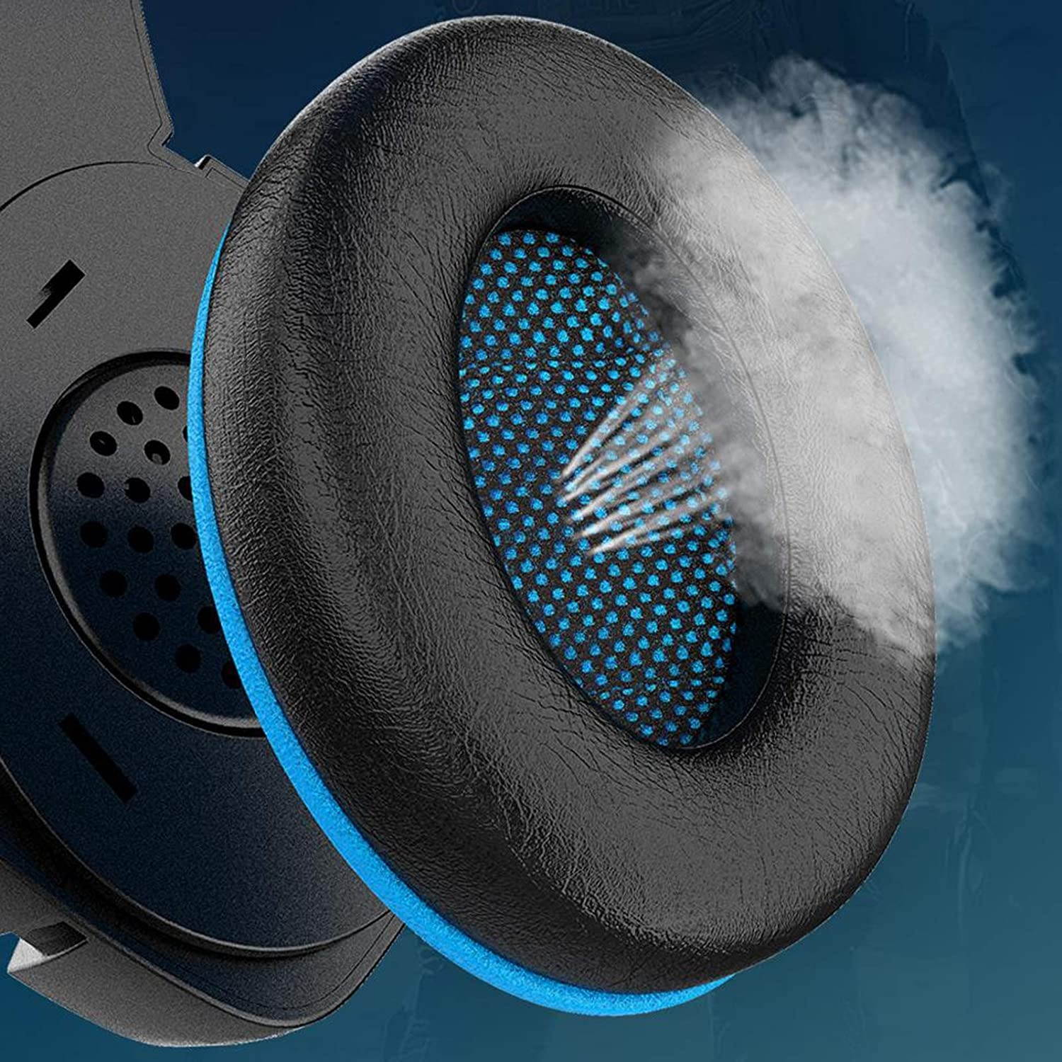 MagiDeal J10 Gaming Headset with Noise Cancelling Mic, Deep bass Stereo Soft Earmuffs Headphone with 3.5MM Jack & LED - Black Blue