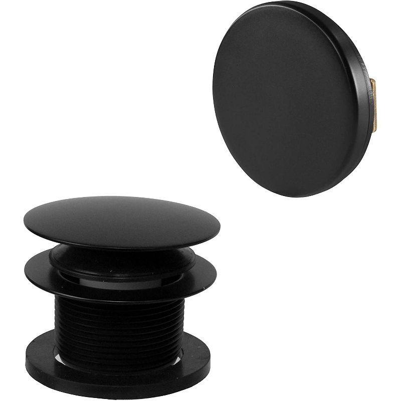 Westbrass 1.5 Inch Diameter Round Mushroom Cap Tiptoe Drain Bathtub Trim Set with Floating Faceplate, Matte Black