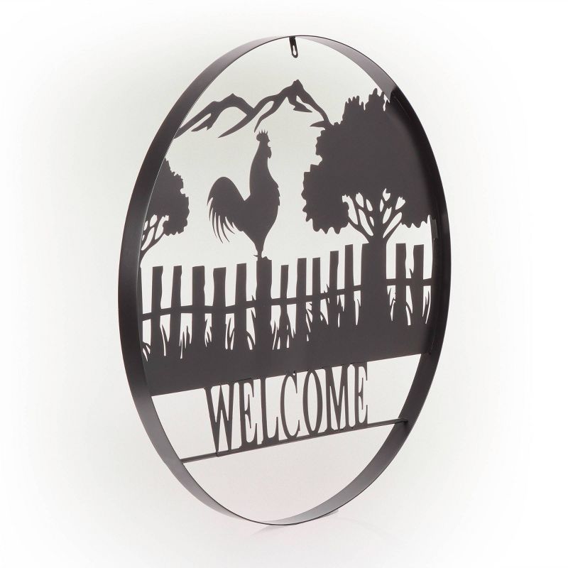 Alpine 31" Silhouette Farm Scenery Welcome Iron Decor Black