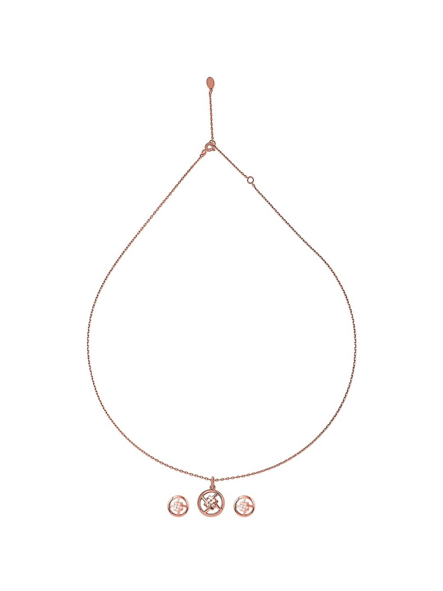 Silberry 92.5 Sterling Rose Gold Bouquet Pendant Set