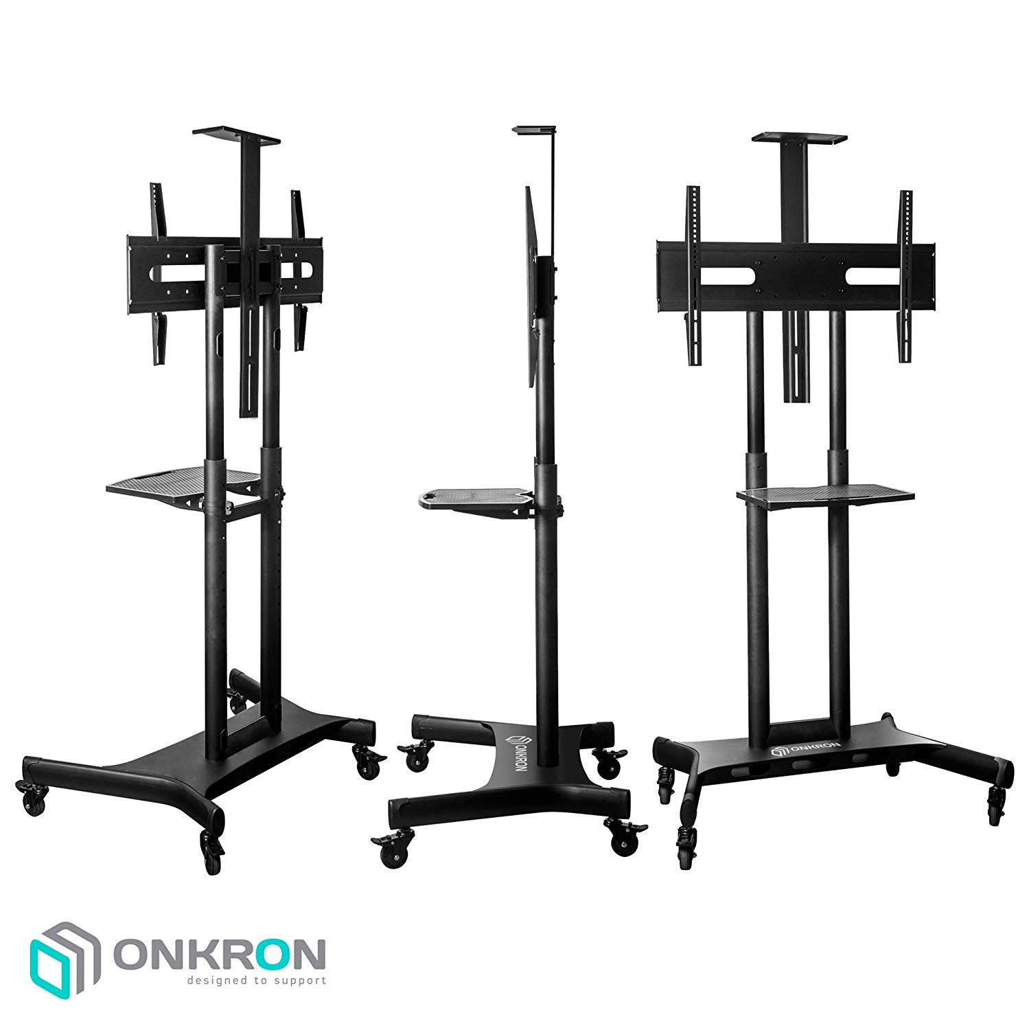 ONKRON Mobile TV Stand with Wheels Rolling TV Cart for 55 to 80 Inch LCD LED Flat Panel TVs (TS1881)