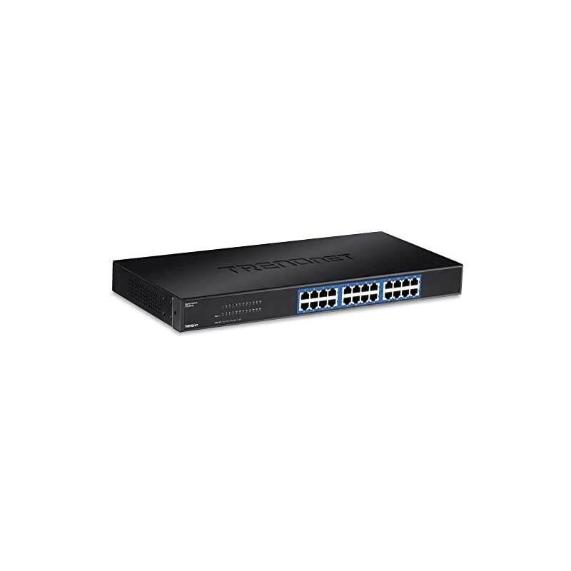 TEG-S24g 24-Port Unmanaged Gigabit 10/100/1000 Mbps GREENnet Switch, TEG-S24G, 24 x Gigabit RJ-45 Ports, 48 Gbps Switching Fabric, Fanless, Metal Housing, Rack Mountable, Lifetime Protection Black